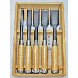 Tasai Tataki Nomi Japanese Timber Chisels Set of 5 Black Finish White Oak