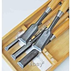 Tasai Tataki Nomi Japanese Timber Chisels Set of 5 Black Finish White Oak