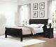 Traditional Black Finish 3pc Bedroom Set Queen Bed And Nightstands Louis Philip