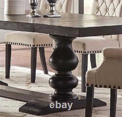 Traditional Black Finish 7 piece Dining Room Rectangular Table & Chairs Set IC7U