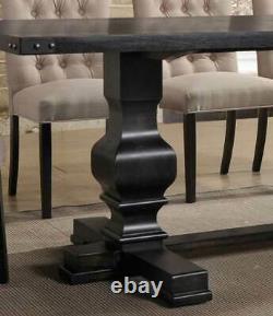 Traditional Black Finish Dining Room Set 7 pieces Rectangular Table Chairs ICB0