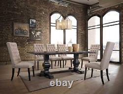 Traditional Black Finish Dining Room Set 9 pieces Rectangular Table Chairs ICB0