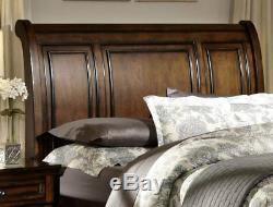 Traditional Brown Finish 5pcs Bedroom Set with Queen Size Sleigh Storage Bed IA41
