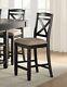 Transitional Black Finish Counter Height Chairs Set Of 6pcs Beige Fabric Seat