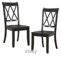 Transitional Black Finish Side Chairs Set of 6 Pine Veneer Double-X Back Design