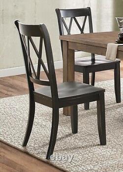Transitional Black Finish Side Chairs Set of 6 Pine Veneer Double-X Back Design