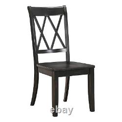 Transitional Black Finish Side Chairs Set of 6 Pine Veneer Double-X Back Design