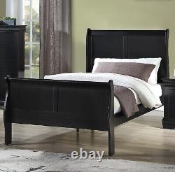 Transitional Louis Philipe Twin Youth 3Pc Bed Set Black Finish Kid Furniture