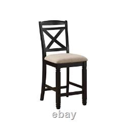 Transitional Style Dining Counter Height Chairs Set of 2pc Black Finish Wood