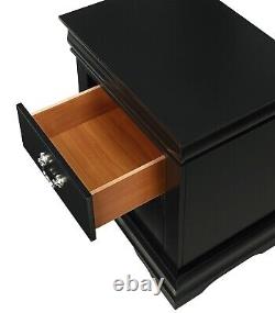 Transitional Style Louis Phillipe King Size 6Pc Bed Set Black Finish Furniture