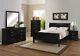 Transitional Style Louis Phillipe Queen Size 5pc Bed Set Black Finish Furniture