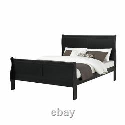 Transitional Style Louis Phillipe Queen Size 6Pc Bed Set Black Finish Furniture