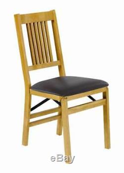 True Mission Folding Chair in Warm Oak Finish Set of 2 ID 2167795