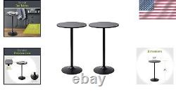 Two Stylish 23.7 Round Bar Tables Trendy Black Finish for Any Setting