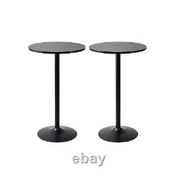 Two Stylish 23.7 Round Bar Tables Trendy Black Finish for Any Setting
