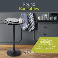 Two Stylish 23.7 Round Bar Tables Trendy Black Finish for Any Setting