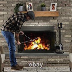 UniFlame 5-Piece Brushed Black Finish Fireplace Tools Set with Double Rods
