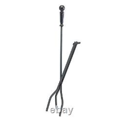 UniFlame 5-Piece Brushed Black Finish Fireplace Tools Set with Double Rods