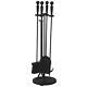 Uniflame F-1583b 5 Piece Brushed Black Finish Fire Set With Double Rods