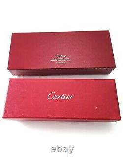 Unique Cartier Pasha Platinum Finish Ballpoint Pen & Leather Pen Holder Set NIB