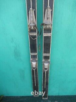 VERY Old Vintage Set of 74 Long Wooden Snow Skis BLACK Finish GREAT DECORATION