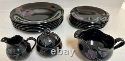 Vintage Mikasa Rondo EJ 702 Glossy Black Finish Combination Set