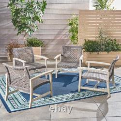 Viola Outdoor Wood And Wicker Club Chairs