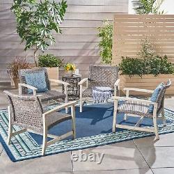 Viola Outdoor Wood and Wicker Club Chairs
