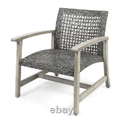 Viola Outdoor Wood and Wicker Club Chairs