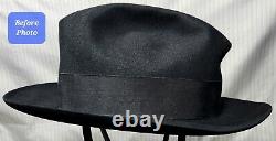 Vtg. DARTMOOR Shakudo Fedora Hat (Suit Set 24k) -(5X) Black Fur Finish 7? (7¼)