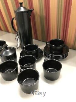 WEDGWOOD BASALT COFFEE SET 15 PIECES Matte Finish with Glossy Glazed Interior
