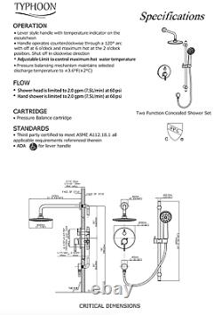 Water Fall Shower Set with Shower Head Wand Matt Black Finish For Bathrooms