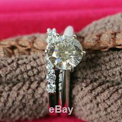 Wedding Engagement Ring Bridal Set 1.50 Ct Round Diamond 14k White Gold Finish