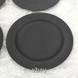 Wedgwood Black Basalt Solid Black Matte Finish Set of 4 Salad Plates 7 5/8