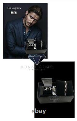 White Gold Finish Men's Curb Bracelet And Black Onyx Cuff Links Gift Set