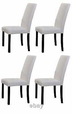 White Parson Chair With Black Finish Solid Wood Legs, Set of 4 Chairs New