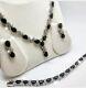 White Gold Finish Black Onyx And Created Diamonds Necklace Earrings Bracelet Set