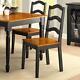 Wooden Dining Chairs Set Of 2 Armless Solid Wood Ladder Back Black/oak Finish