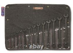 Wright Tool 14 Pc Comb Wrench. Set 12 PT. Black Finish 3/8 1-1/4 w Roll