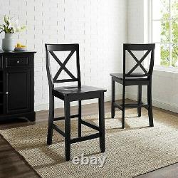 X-back Bar Stool In Black Finish With 24 Inch Seat Height. (set Of Two)