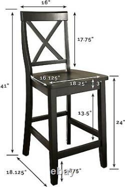 X-back Bar Stool In Black Finish With 24 Inch Seat Height. (set Of Two)