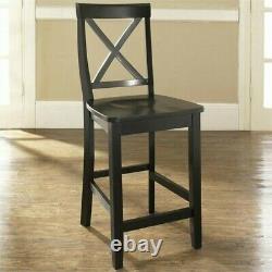 X-back Bar Stool In Black Finish With 24 Inch Seat Height. (set Of Two)