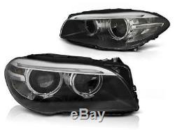 Xenon CCFL Angel Eyes Headlight Set FOR BMW F10 F11 Year 10-13 in black finish
