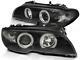 Xenon Ccfl Angel Eye Headlight Set In Black Finish For Bmw E46 Coupe 03-06