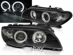 Xenon CCFL angel eye headlight SET in BLACK finish FOR BMW E46 coupe 03-06