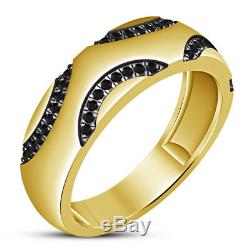 Yellow Gold Finish Diamond His Her Wedding Band Trio Set Bridal Engagement Ring