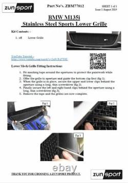 Zunsport Compatible With BMW M135i Front Grille Set Black Finish (2012-2015)